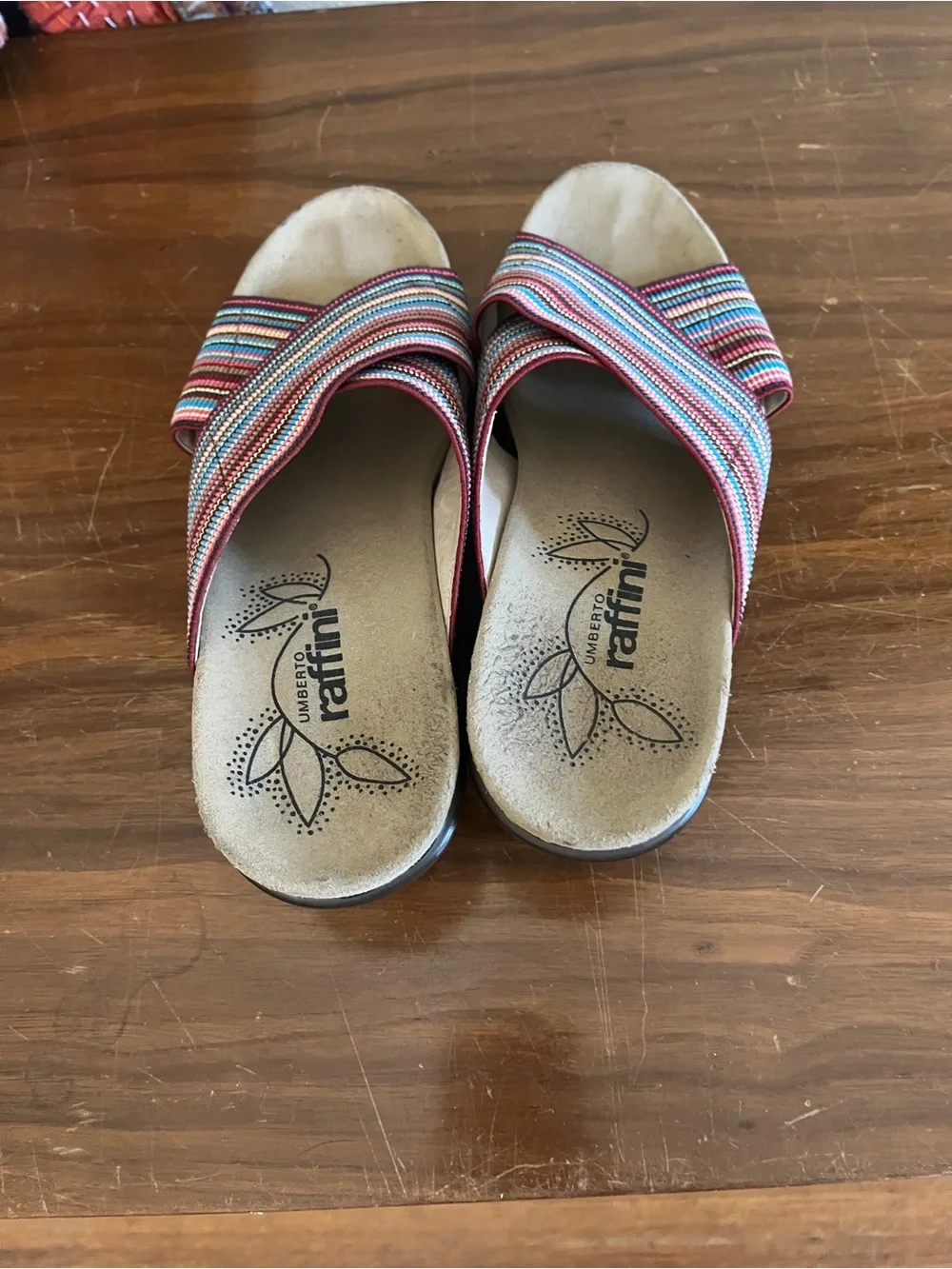 Women's Umberto Raffini Multicolor Striped Wedge Slide Sandals
